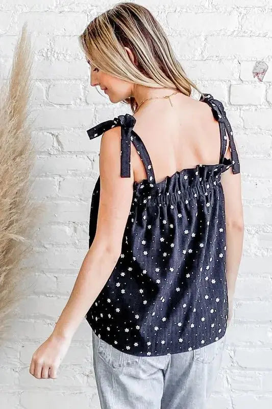 And The Why Daisy Polka Dot Print Ruffle Tank Top for Women - Love Salve